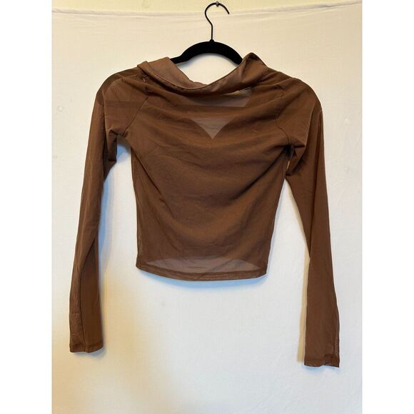 Hollister brown mesh longsleeve top size small - Picture 4 of 5